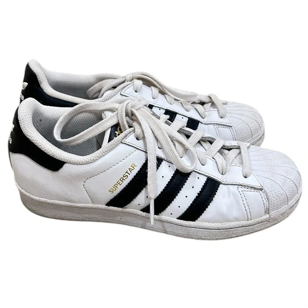 Adidas Superstar ADV lace up sneaker shoes white/black stripes size 5.5 - Picture 2 of 9